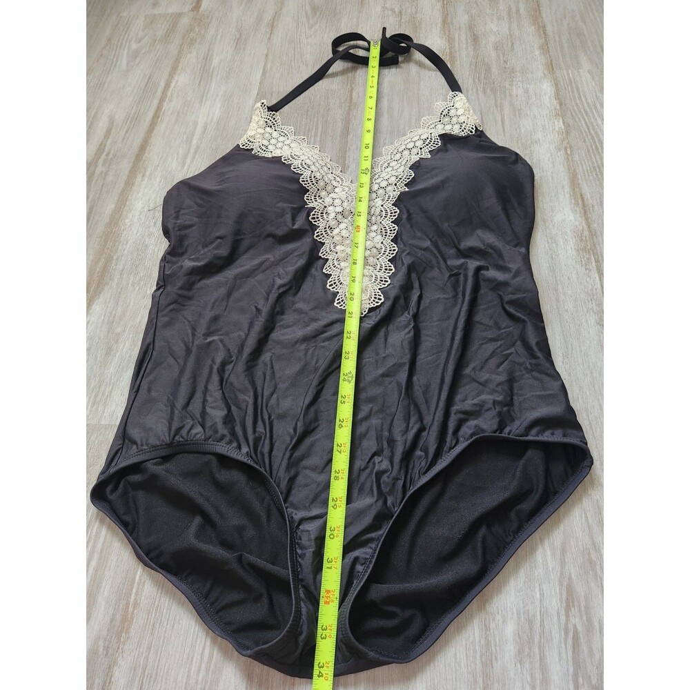 Sea Angel Swimsuit Womens 2X Black Lace Trim Halter One Piece Swimwear EUC - Picture 5 of 9